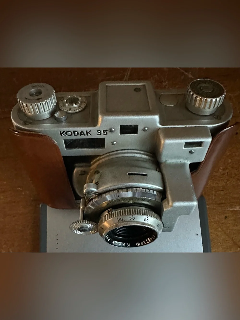 1949 Kodak 35 Rangefinder Camera w/ 50mm Angstar Lens & Leather Field Case